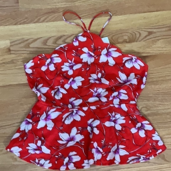 MONTEAU Red Floral Peplum Top - Picture 4 of 8